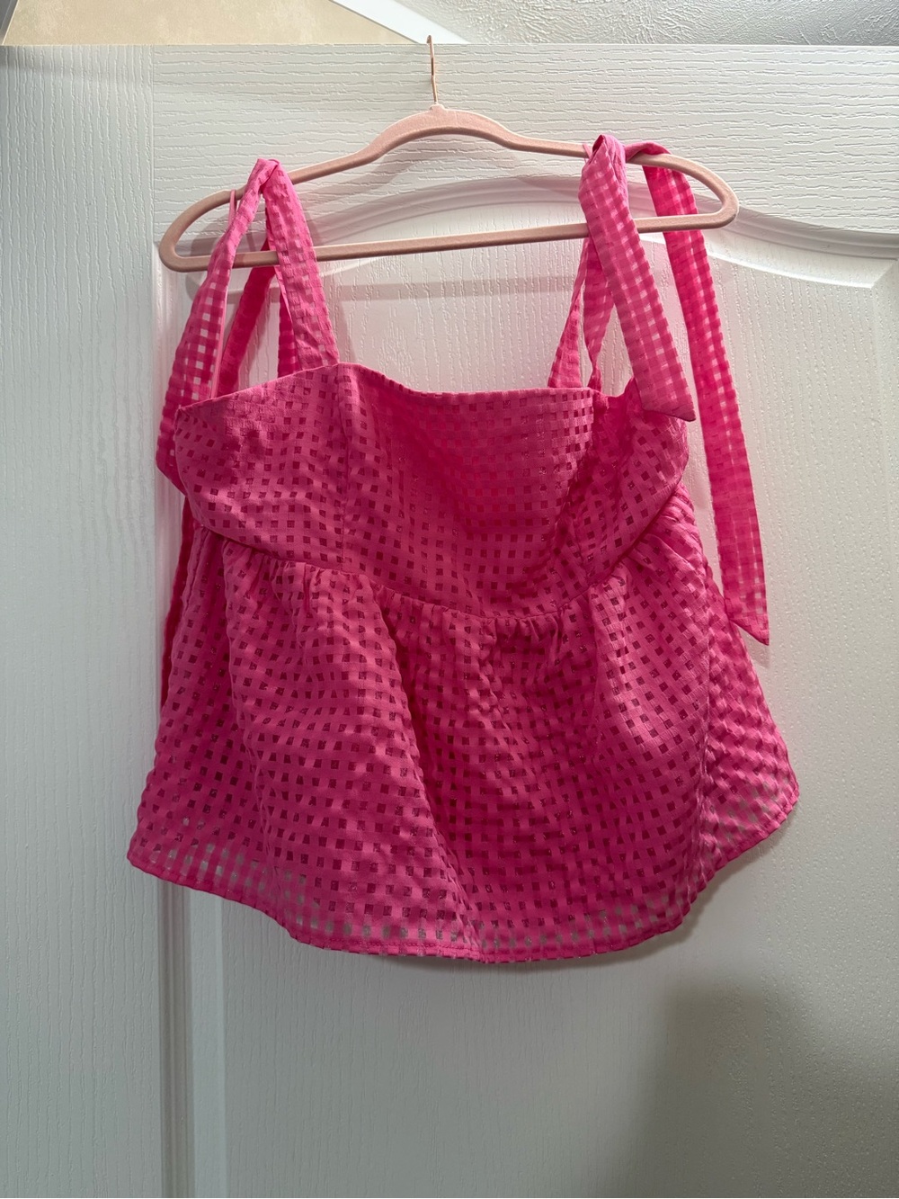 TCEC Hot Pink Textured Sleeveless Summer Top